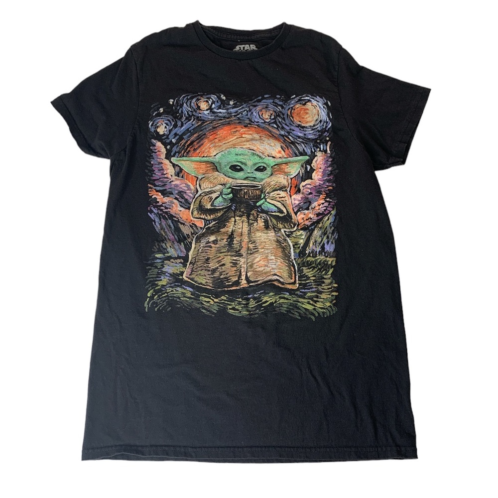 Star Wars Black Graphic Baby Yoda T-Shirt Size S